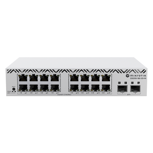 Cloud Smart Switch, 16 x Gigabit, 2 x SFP+ 10Gbps, 1U - Mikrotik CSS318-16G-2S+IN – Mikrotik CSS318-16G-2S+IN
