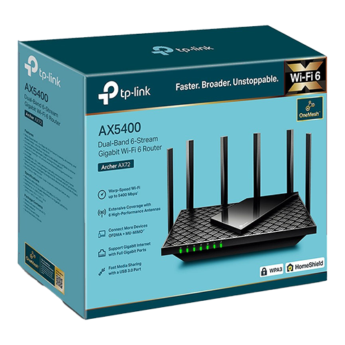 Router wireless TP-Link ARCHER AX72 WiFi 6 AX5400 cu Tehnologie OneMesh ArcherAX72 – TP-LINK ArcherAX72
