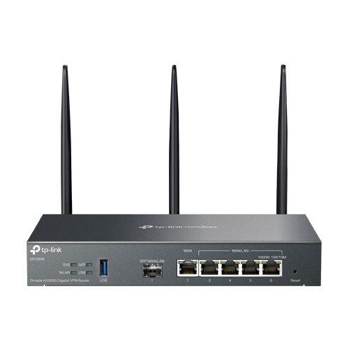 Router VPN, Wi-Fi 6, AX3000, 1 x SFP Gigabit, 5 x RJ45 Gigabit, 1 x USB - TP-Link Omada ER706W – TP-LINK ER706W