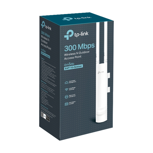 Access Point exterior, Wi-Fi 4, 300 Mbps, 3 dBi, 1 x RJ45 10/100 Mbps, PoE pasiv - TP-Link Omada EAP110-Outdoor – TP-LINK EAP110-Outdoor