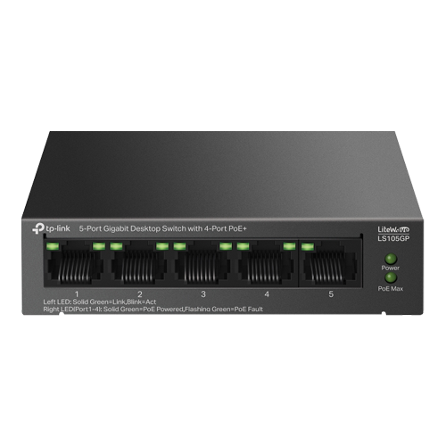 Switch LiteWave, 5 porturi RJ45 Gigabit, 4xPoE+, Unmanaged - TP-Link LS105GP – TP-LINK LS105GP