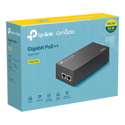 Injector PoE++, 2 x RJ45 Gigabit, 60W - TP-Link Omada POE170S – TP-LINK POE170S