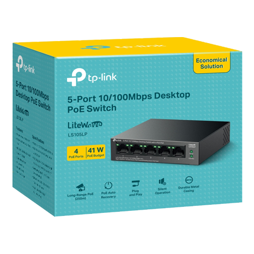 TP-LINK LS105LP – Switch LiteWave, 5 porturi RJ45 10/100Mbps, 4xPoE+, Unmanaged - TP-Link LS105LP Switch LiteWave, 5 porturi RJ45 10/100Mbps, 4xPoE+, Unmanaged - TP-Link LS105LP – TP-LINK LS105LP