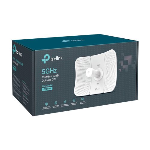 Bridge wireless, Wi-Fi 4, 5GHz, 23 dBi, 20 km, 1 x RJ45 10/100 Mbps, PoE pasiv - TP-Link CPE605 – TP-LINK CPE605