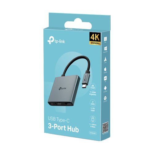Hub USB-C 3-in-1, 1 x USB-C PD 100W, 1 x USB-A 5Gbps, 1 x HDMI 4K@60Hz - TP-Link UH3020C – TP-LINK UH3020C