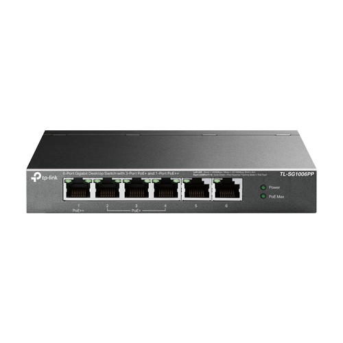Switch 1 x RJ45 1G PoE++, 3 x RJ45 1G PoE+, 2 x RJ45 Gigabit, Buget PoE 64W, Unmanaged - TP-Link TL-SG1006PP – TP-LINK TL-SG1006PP