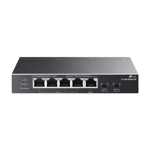 Switch 4 x RJ45 Gigabit PoE Out, 1 x RJ45 Gigabit PoE In, Unmanaged - TP-Link TL-SG1005P-PD – TP-LINK TL-SG1005P-PD