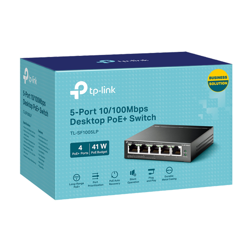 Switch 4 porturi RJ45 10/100 Mbps PoE, 1 port RJ45 10/100 Mbps, Buget PoE 41W, Unmanaged - TP-Link TL-SF1005LP – TP-LINK TL-SF1005LP