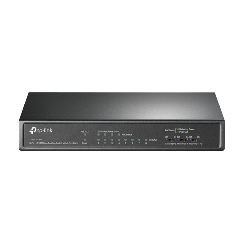 Switch 4 porturi RJ45 10/100 Mbps PoE, 4 x RJ45 10/100 Mbps, Buget PoE 66W, Unmanaged - TP-Link TL-SF1008P – TP-LINK TL-SF1008P