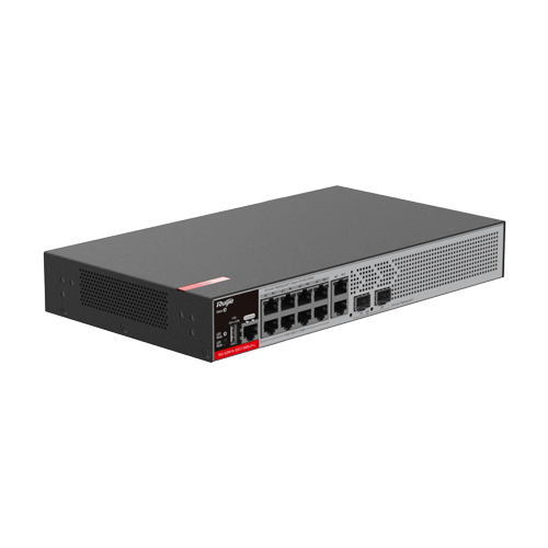 Switch 8 porturi RJ45 1G PoE+, 2 x SFP 2.5G, 2 x RJ45 1G, L2+ Cloud Management, 1U - Ruijie RG-S2915-10GT2MS-P-L – Ruijie Networks RG-S2915-10GT2MS-P-L