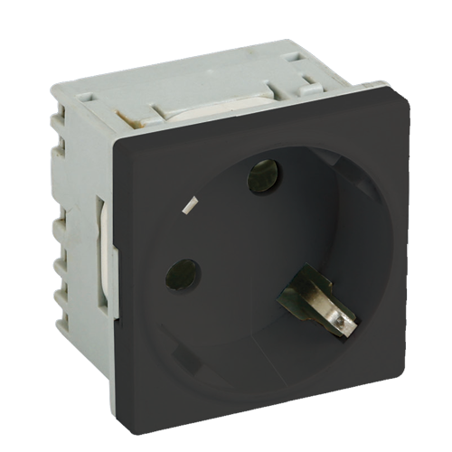 Priza modulara schuko cu impamantare, negru - DLX DLX-245-43 – DLX DLX-245-43