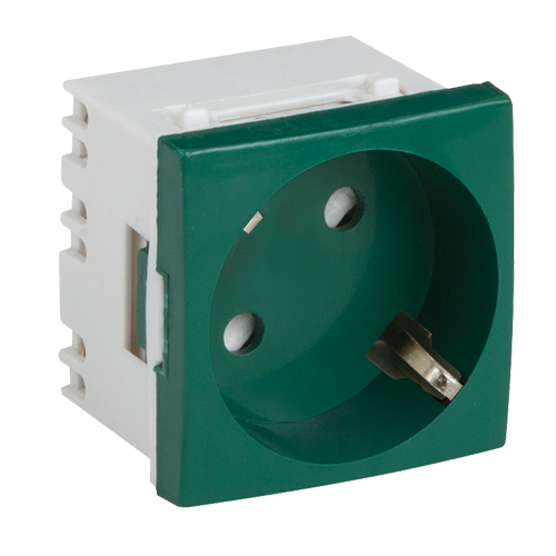Priza modulara schuko cu impamantare, verde - DLX DLX-245-42 – DLX DLX-245-42