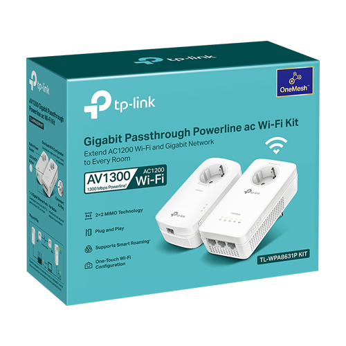 Kit Powerline AV1300, Passthrough, Wi-Fi 5, AC1200 Dual-Band, 3+1 x RJ45 Gigabit - TP-Link TL-WPA8631PKIT – TP-LINK TL-WPA8631PKIT