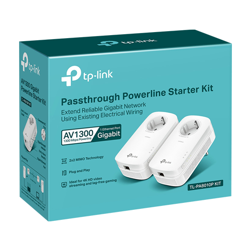 Kit Powerline AV1300, Passthrough, 1 x RJ45 Gigabit - TP-Link TL-PA8010PKIT – TP-LINK TL-PA8010PKIT