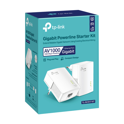 Kit Powerline AV1000, 1 x RJ45 Gigabit - TP-Link TL-PA7017KIT – TP-LINK TL-PA7017KIT