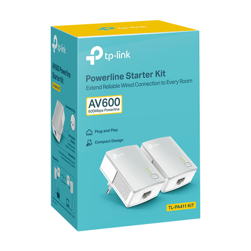 Kit Powerline AV600, 1 x RJ45 10/100 Mbps - TP-Link TL-PA411KIT – TP-LINK TL-PA411KIT