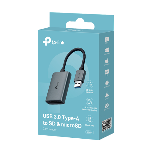 TP-LINK UA430 – Cititor carduri UA430, USB-A 3.0 la SD/microSD, UHS-I - TP-Link UA430 Cititor carduri UA430, USB-A 3.0 la SD/microSD, UHS-I - TP-Link UA430 – TP-LINK UA430