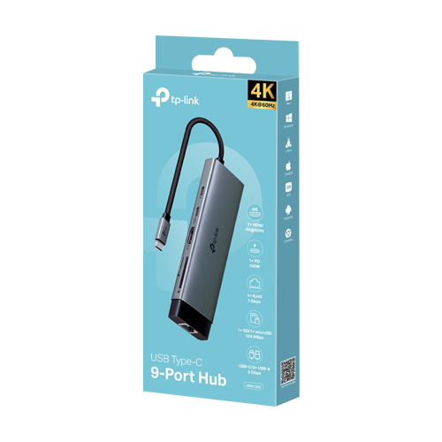 Hub USB-C 9-in-1, Power Delivery 100W, HDMI, Cititor carduri, Transfer date, RJ45 - TP-Link UH9120C – TP-LINK UH9120C