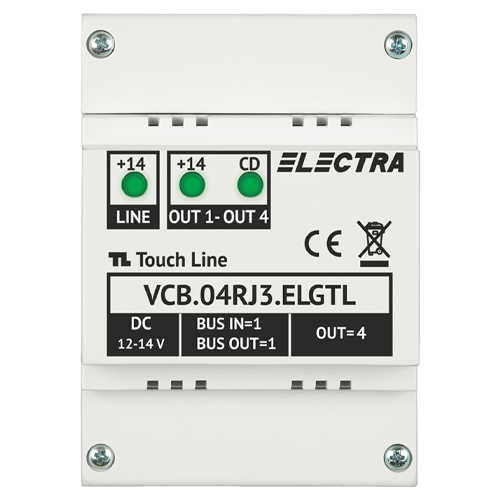 Doza derivatie video 4 iesiri, conectori RJ45, G3 - ELECTRA VCB.04RJ3.ELGTL – ELECTRA VCB.04RJ3.ELGTL
