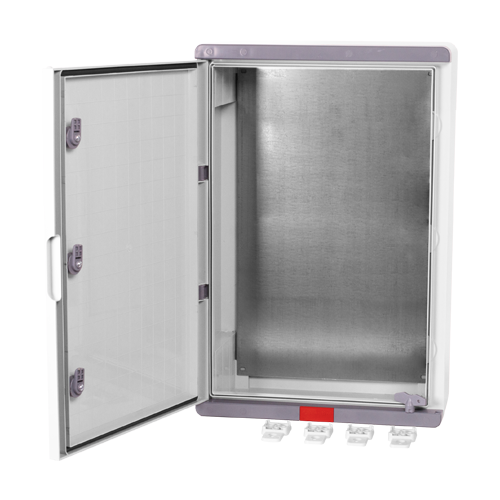 Cutie distributie IP67 din ABS gri, usa mata, placa metalica, 400x600x200 mm PD406020 – Plastim PD406020