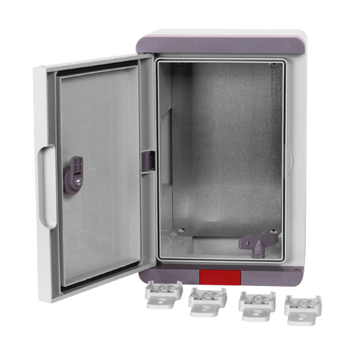 Cutie distributie IP67 din ABS gri, usa mata, placa metalica, 200x300x130 mm PD203013 – Plastim PD203013