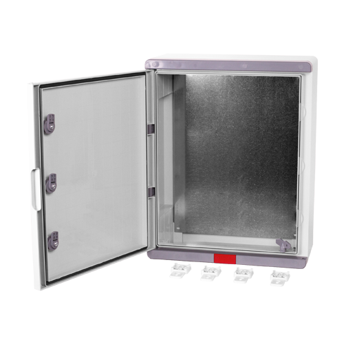 Cutie distributie IP67 din ABS gri, usa mata, placa metalica, 400x500x180 mm PD405018 – Plastim PD405018