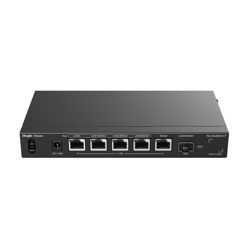 Router 5 x RJ45 2.5G (4 x PoE+), 1 x SFP+ 10G, Multi-WAN, Cloud Management - Ruijie Reyee RG-EG406XS-P – Ruijie Networks RG-EG406XS-P