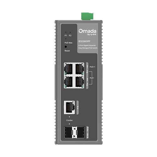 Switch industrial 4 x RJ45 1G PoE+/PoE++, 1 x SFP 1G, 1 x combo SFP/RJ45 1G, Managed - TP-Link Omada IES206GPP – TP-LINK IES206GPP