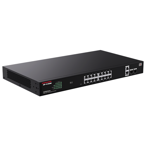 Switch 16 x RJ45 1G PoE, 2 x SFP 1G, 2 x RJ45 1G, Management, 1U - IP-COM G2220P-16-250W – IP-COM G2220P-16-250W