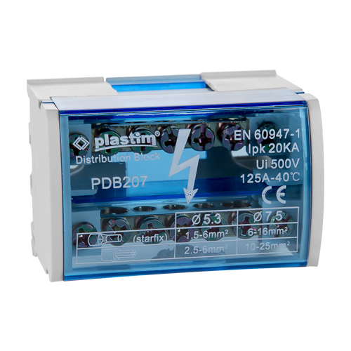 Bloc de distributie electrica, 2x7 poli, 125A - Plastim PDB207 – Plastim PDB207