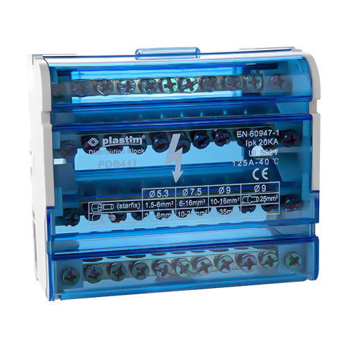 Bloc de distributie electrica, 4x11 poli, 125A - Plastim PDB411 – Plastim PDB411