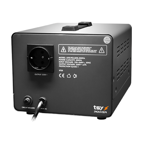 TSY Power AVR-POLARIS-500VA – Regulator de tensiune cu servomotor, 500VA, tensiune la intrare 150-260V, delay 6-180s AVR-POLARIS-500VA Regulator de tensiune cu servomotor, 500VA, tensiune la intrare 150-260V, delay 6-180s AVR-POLARIS-500VA – TSY Power AVR-POLARIS-500VA