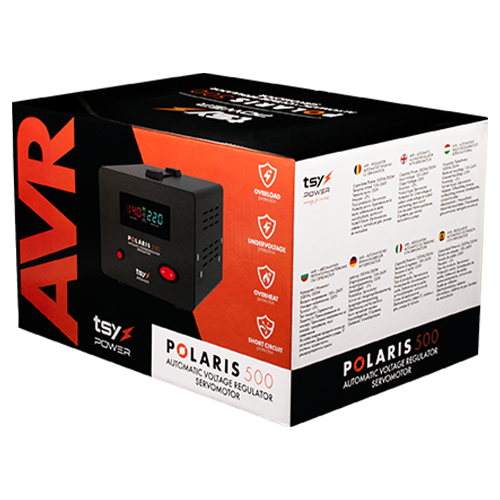 TSY Power AVR-POLARIS-500VA – Regulator de tensiune cu servomotor, 500VA, tensiune la intrare 150-260V, delay 6-180s AVR-POLARIS-500VA Regulator de tensiune cu servomotor, 500VA, tensiune la intrare 150-260V, delay 6-180s AVR-POLARIS-500VA – TSY Power AVR-POLARIS-500VA