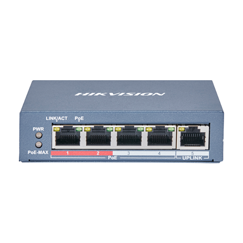 Switch 4 x RJ45 10/100 Mbps PoE, 1 x RJ45 10/100 Mbps, Unmanaged - HIKVISION DS-3E0105P-E – HIKVISION DS-3E0105P-E