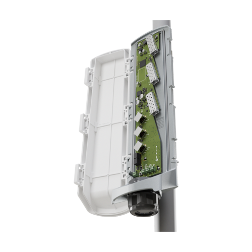 Switch exterior, 3 x RJ45 1G (1 x PoE-In bt, 2 x PoE-Out), 3 x SFP+ 10G, IP66 - Mikrotik CSS606-1G-2Gi-3S+OUT – Mikrotik CSS606-1G-2Gi-3S+OUT