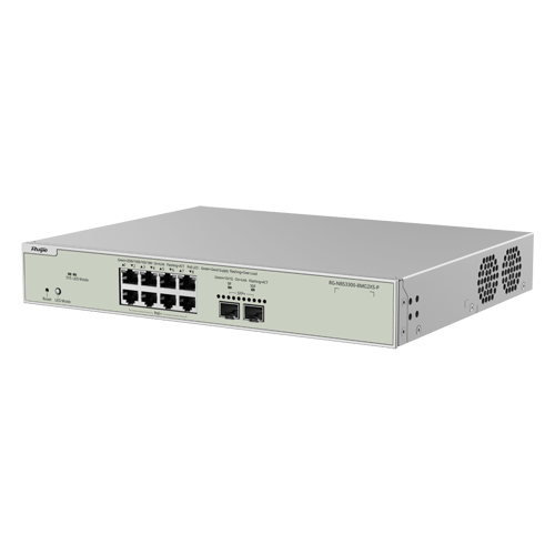 Switch L2+, 8 x RJ45 2.5G PoE+ (240W), 2 x SFP+ 10G, Cloud Management - Ruijie RG-NBS3300-8MG2XS-P – Ruijie Networks RG-NBS3300-8MG2XS-P