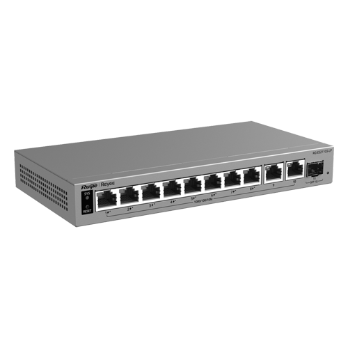 Ruijie Networks RG-ES211GS-LP – Switch L2, 10 x RJ45 1G (8 x PoE+), 1 x SFP 1G, Putere PoE 70W, Cloud Management - Ruijie Reyee RG-ES211GS-LP Switch L2, 10 x RJ45 1G (8 x PoE+), 1 x SFP 1G, Putere PoE 70W, Cloud Management - Ruijie Reyee RG-ES211GS-LP – Ruijie Networks RG-ES211GS-LP