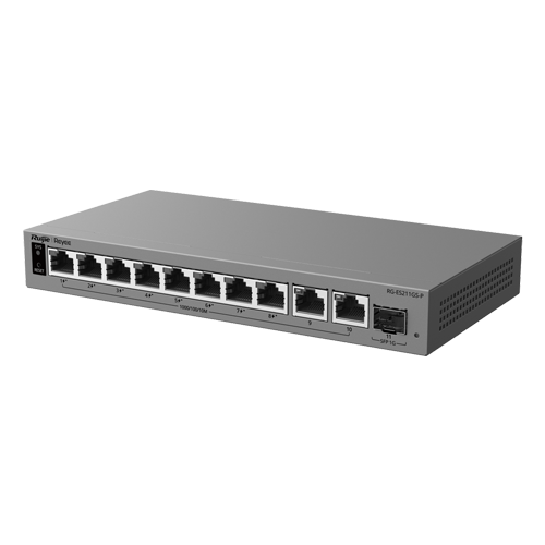 Ruijie Networks RG-ES211GS-P – Switch L2, 10 x RJ45 1G (8 x PoE+), 1 x SFP 1G, Putere PoE 120W, Cloud Management - Ruijie Reyee RG-ES211GS-P Switch L2, 10 x RJ45 1G (8 x PoE+), 1 x SFP 1G, Putere PoE 120W, Cloud Management - Ruijie Reyee RG-ES211GS-P – Ruijie Networks RG-ES211GS-P