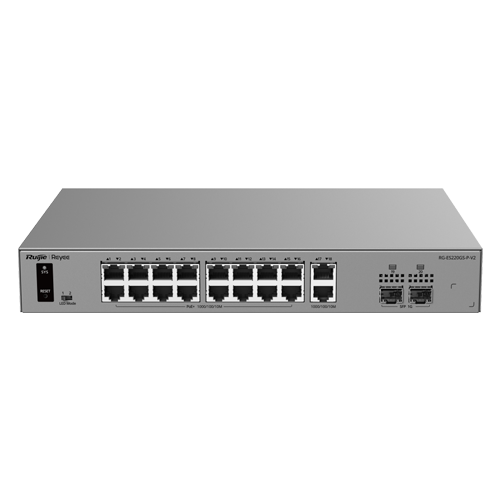 Switch L2, 18 x RJ45 1G (16 x PoE+), 2 x SFP 1G, Putere PoE 250W, Cloud Management - Ruijie Reyee RG-ES220GS-P-V2 – Ruijie Networks RG-ES220GS-P-V2
