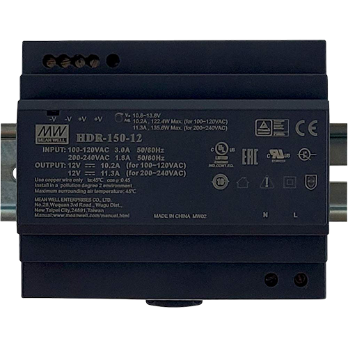 Sursa de alimentare in comutatie, 12V/11.3A, 135.6W, sina DIN - MEAN WELL HDR-150-12 – MeanWell HDR-150-12