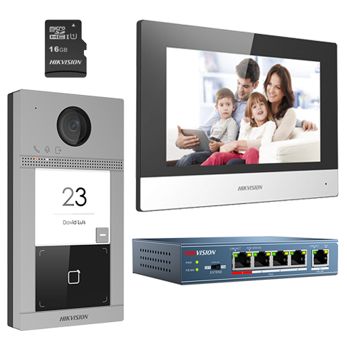 KIT videointerfon pentru o familie, Wi-Fi 2.4Ghz, monitor 7 inch - HIKVISION DS-KIS604-S – HIKVISION DS-KIS604-S