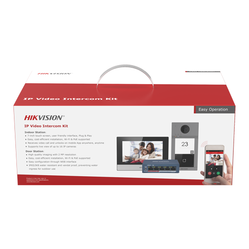 KIT videointerfon pentru o familie, Wi-Fi 2.4Ghz, monitor 7 inch - HIKVISION DS-KIS604-S – HIKVISION DS-KIS604-S