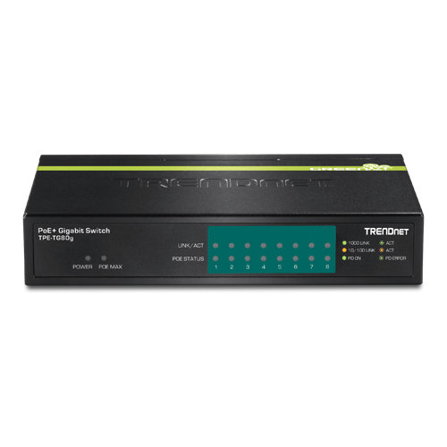 Switch 8 porturi Gigabit PoE/PoE+ 123W - TRENDnet TPE-TG80G – TRENDnet TPE-TG80G