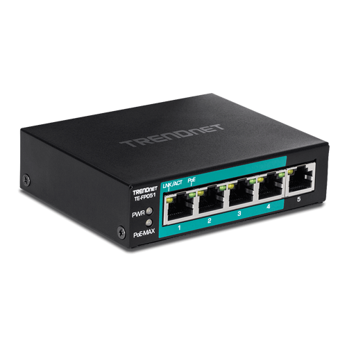 Switch 4 porturi Fast Ethernet Long Range 250m PoE+ 60W, 1 port Fast Ethernet - TRENDnet TE-FP051 – TRENDnet TE-FP051