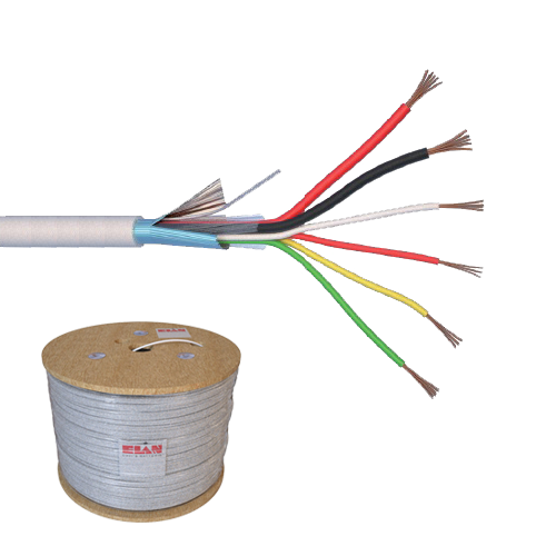 Cablu de alarma 6 fire ecranate + alimentare 2x0.75, cupru integral, 500m 6CUEF+2x0.75-T – ELAN 6CUEF+2x0.75-T