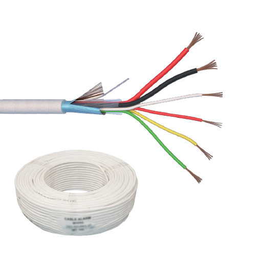 Cablu de alarma 6 fire ecranate + alimentare 2x0.75, cupru integral, 100m 6CUEF+2x0.75 – ELAN 6CUEF+2x0.75