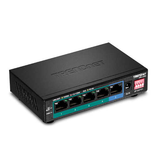 Switch 4 porturi Gigabit Long Range 200m PoE+, 1 port Gigabit - TRENDnet TPE-LG50 – TRENDnet TPE-LG50