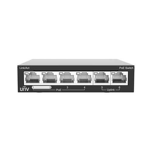 Switch 4 porturi PoE, 2 porturi uplink RJ45 - UNV NSW2020-6T-POE-IN – UNIVIEW NSW2020-6T-POE-IN