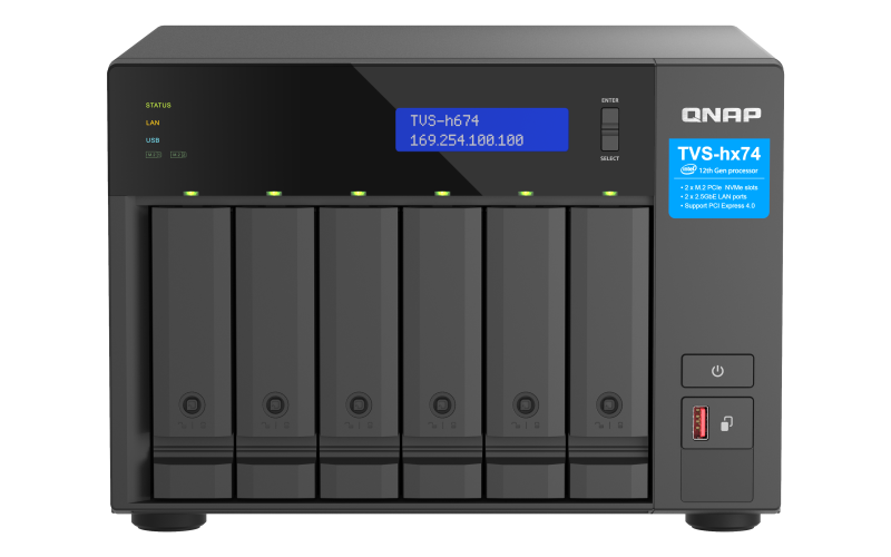 NAS QNAP TVS-H674-i5-32G, 6-Bay, Intel Core i5-12400, 32GB DDR4, 2x M.2 NVMe, 2x 2.5GbE – QNAP TVS-H674-I5-32G