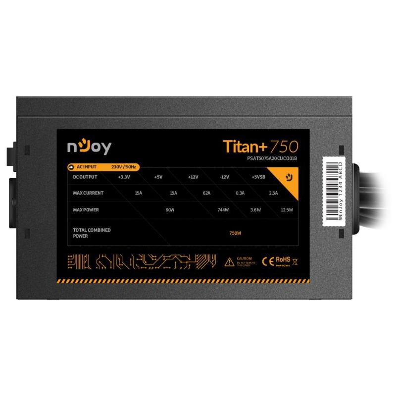 Sursă nJoy Titan+ PSAT5075A20CUCO01B 750W 80 PLUS Bronze ATX cu Active PFC pentru PC Gaming – NJOY PSAT5075A20CUCO01B